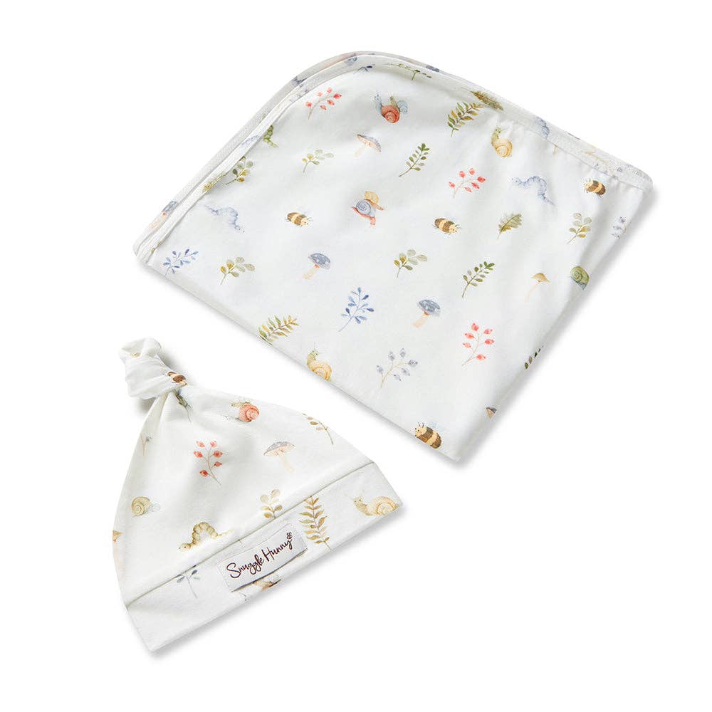 Snuggle Hunny - Garden Friends Organic Jersey Wrap & Beanie Set