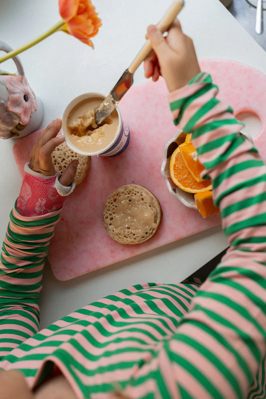 bubblegum + kelly green stripe long pj set