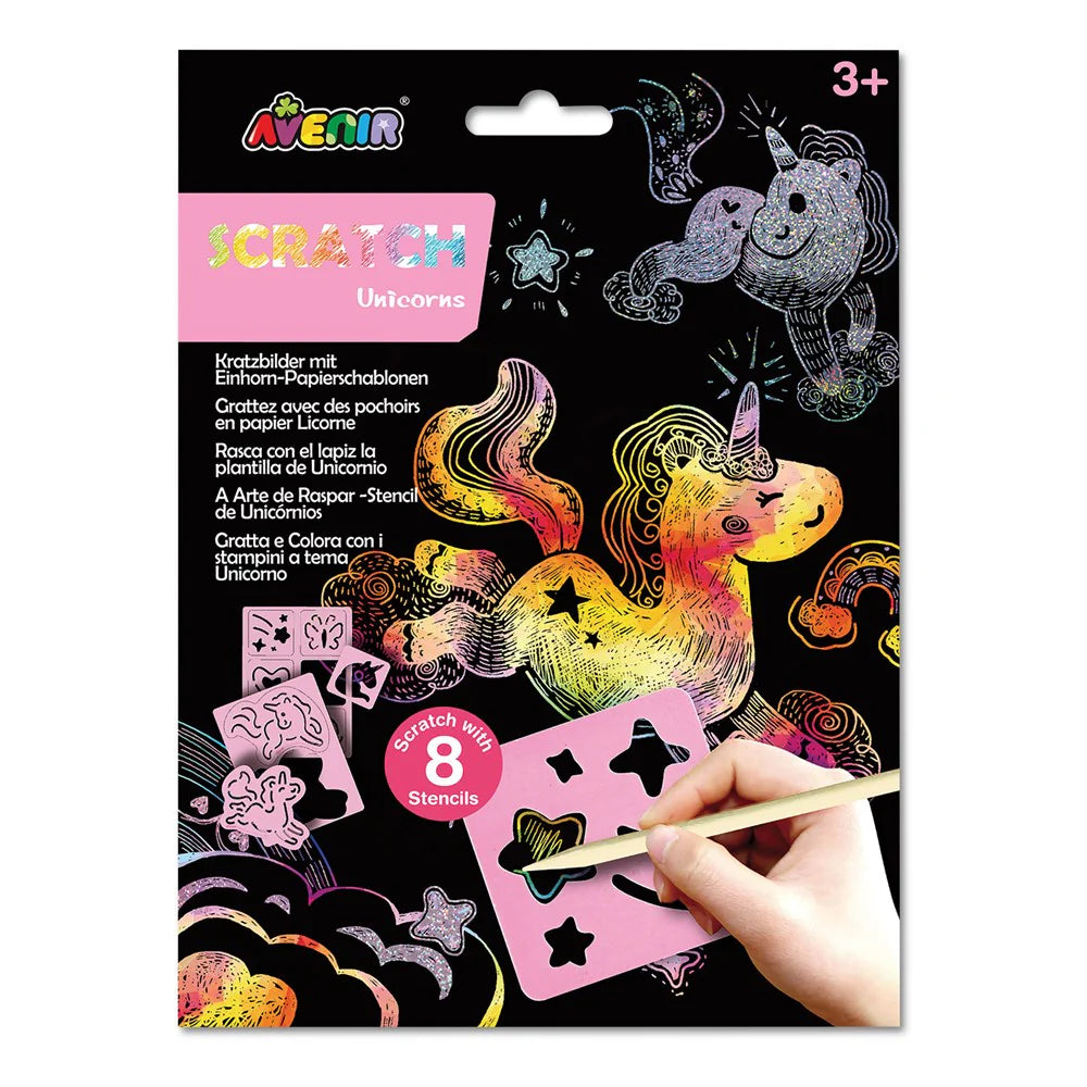 Unicorn Stencil Scratch Art Set