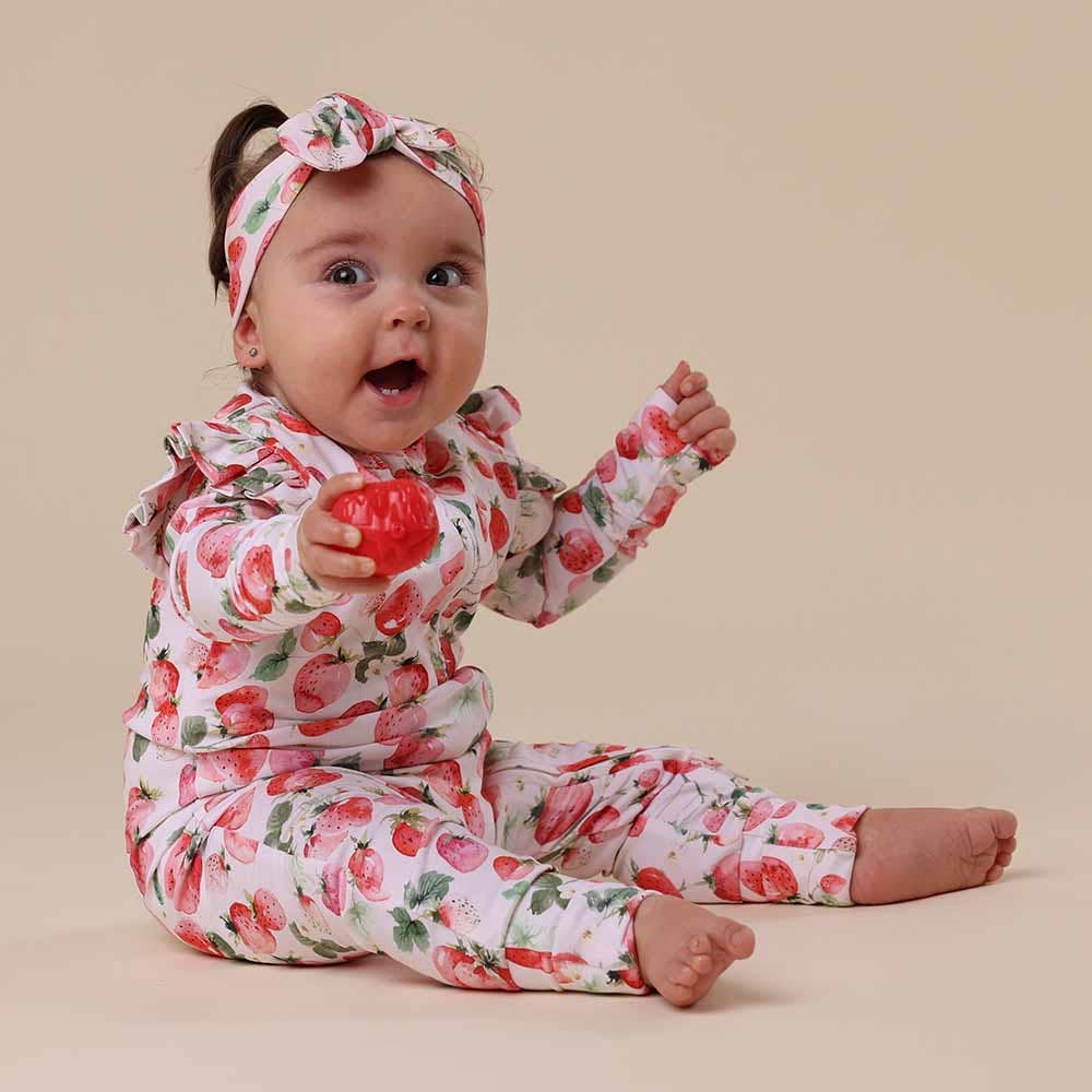 Snuggle Hunny - Strawberry Organic Snugglesuit Convertible Romper