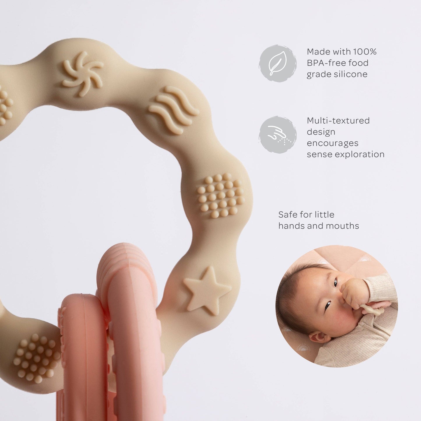 Living Textiles - Silicone Bunny Teether - Pink
