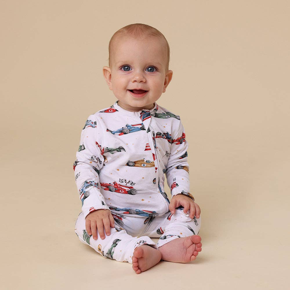 Snuggle Hunny - Little Racers Organic Snugglesuit Convertible Romper
