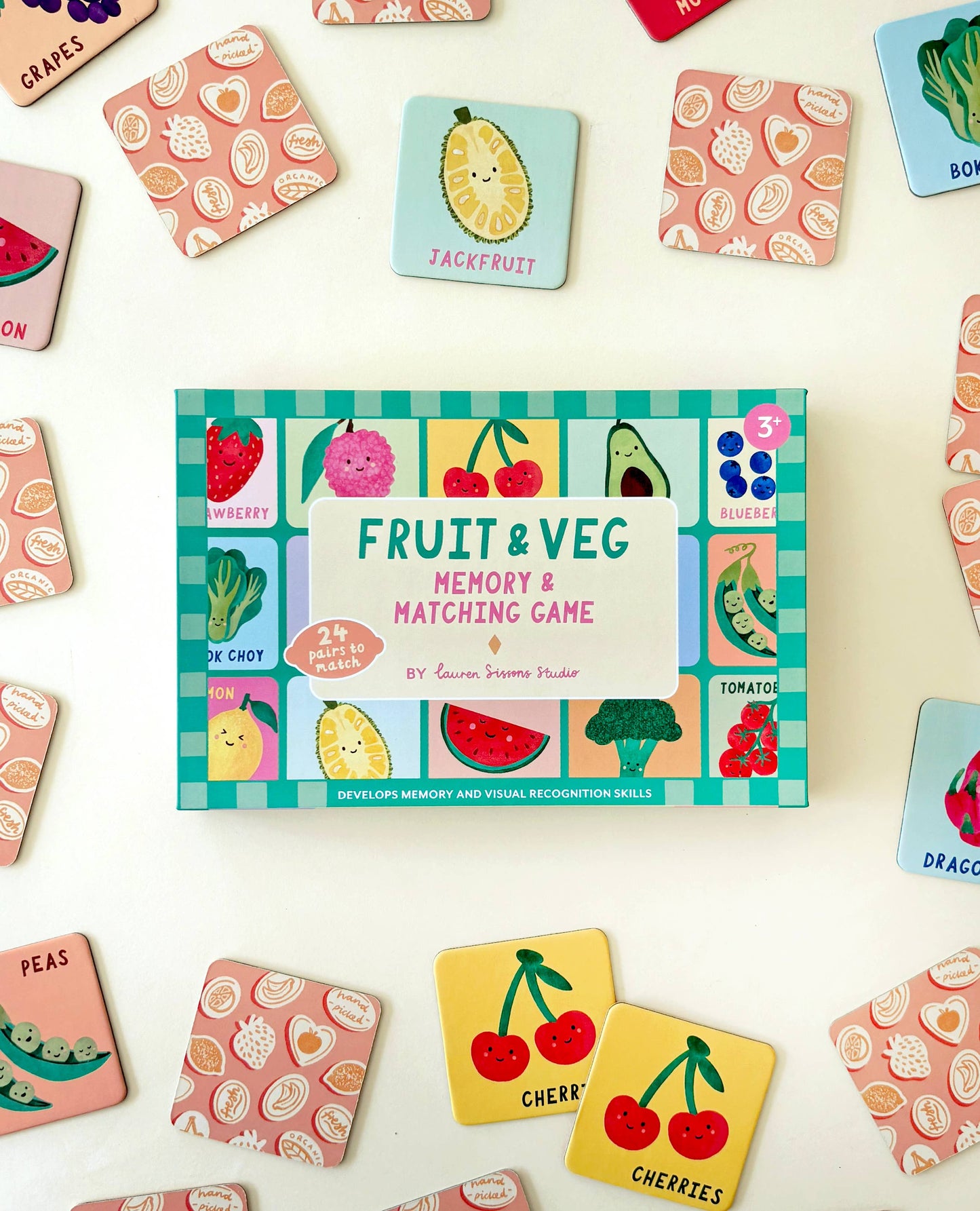 Lauren Sissons Studio - Fruit and Veg Memory & Matching Game - Kids Educational Gift