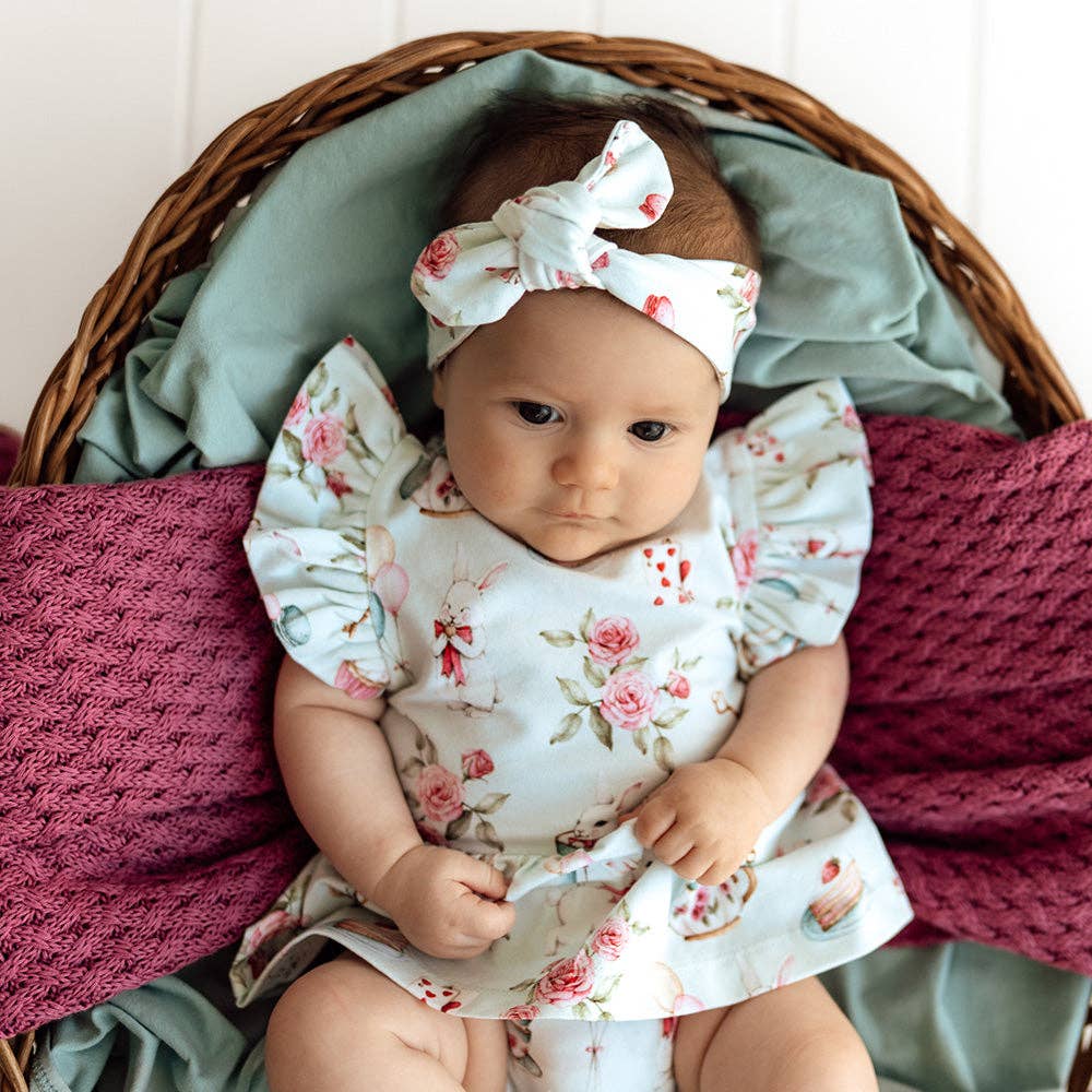 Snuggle Hunny - White Rabbit Short Sleeve Organic Dress