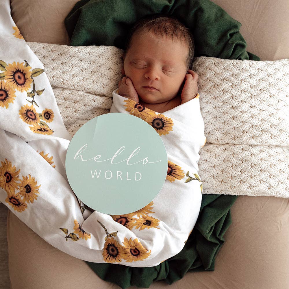 Snuggle Hunny - Sunflower Organic Jersey Wrap & Topknot Set