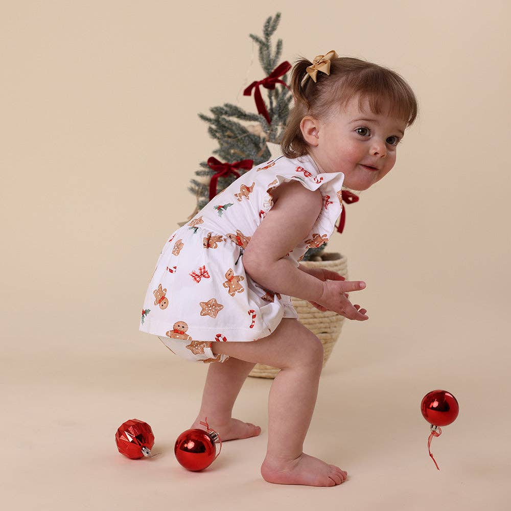 Snuggle Hunny - Gingerbread Short Sleeve Organic Dress