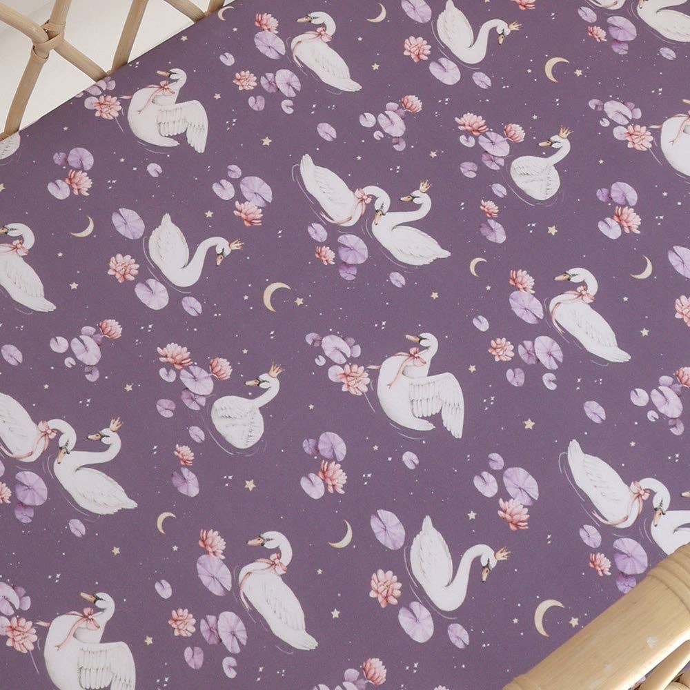 Snuggle Hunny - Midnight Swan Organic Bassinet Sheet / Change Pad Cover