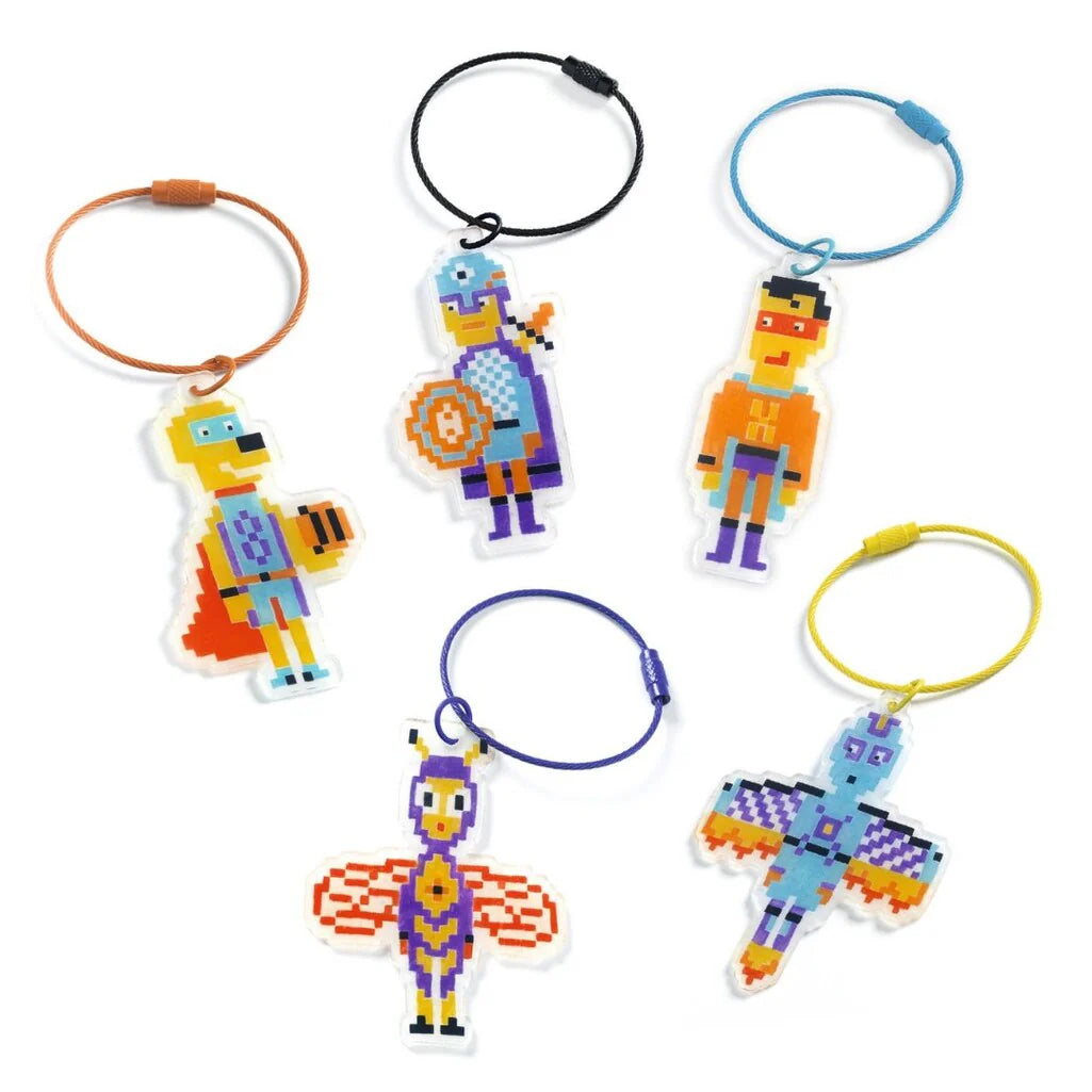 Do It Yourself - Pixel Art Heroes Shrink Plastic Keychains