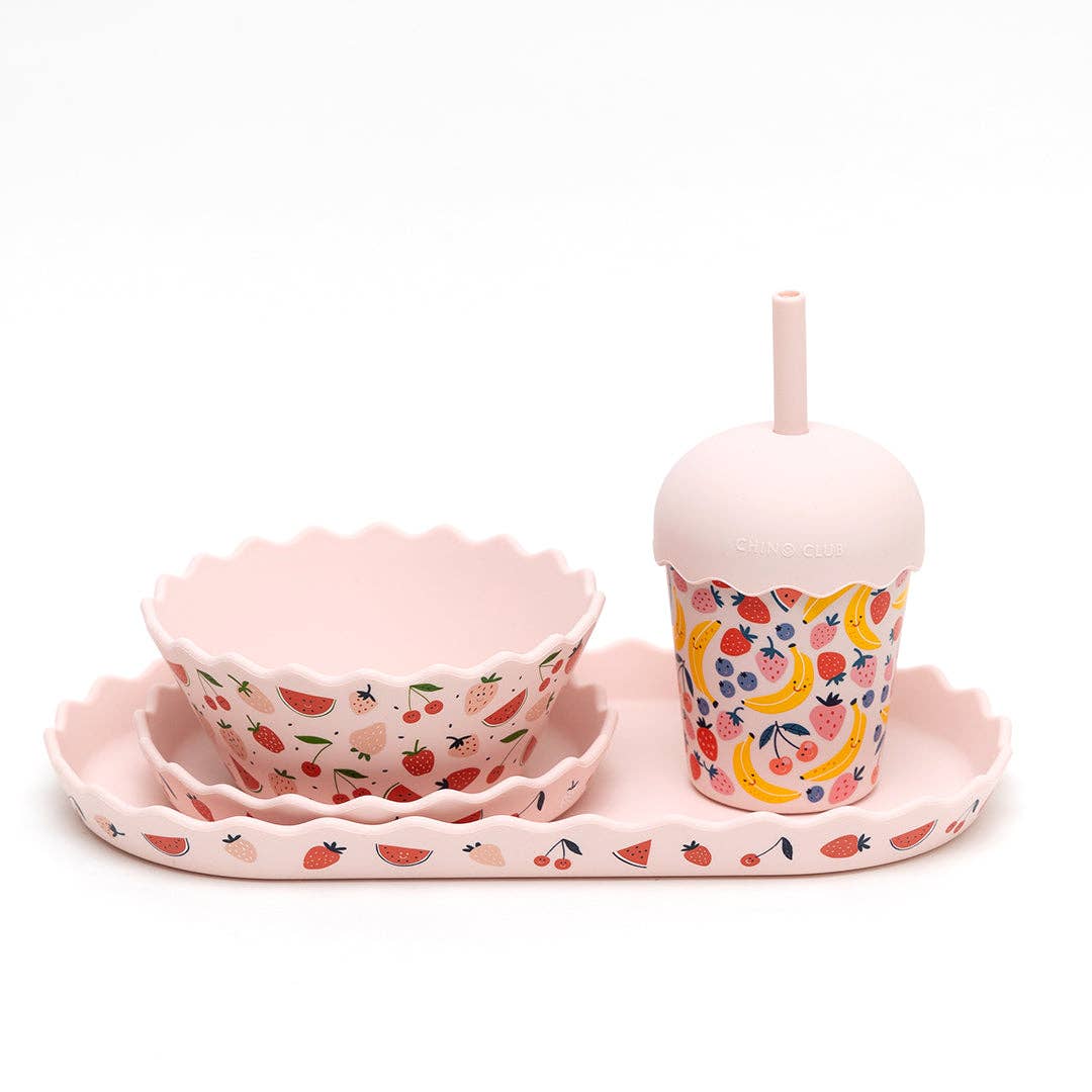 Chino Club - Pink Fruits Silicone Bowl and Plate Set - Bambam Kids Toys 
