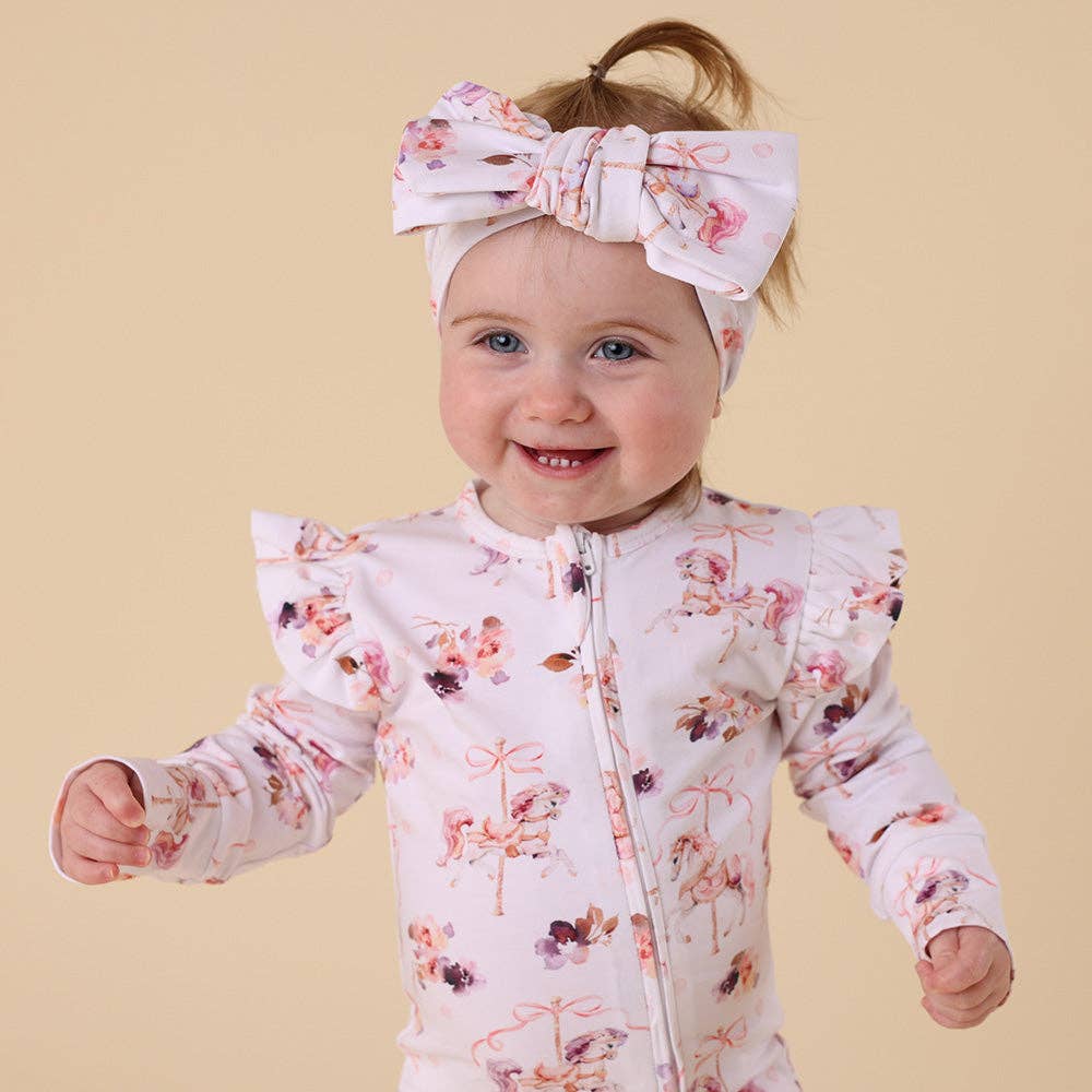 Snuggle Hunny - Carousel Organic Snugglesuit Convertible Romper with Frill