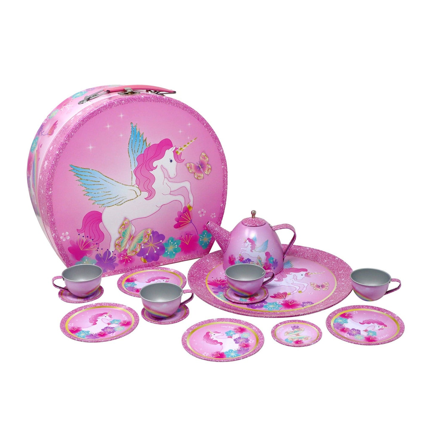 Pink Poppy - Unicorn Rainbow 15 Piece Tin Tea Set