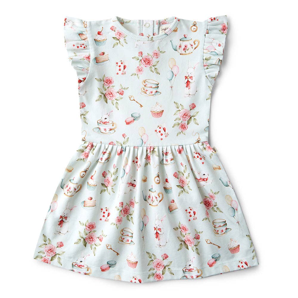 Snuggle Hunny - White Rabbit Short Sleeve Organic Dress