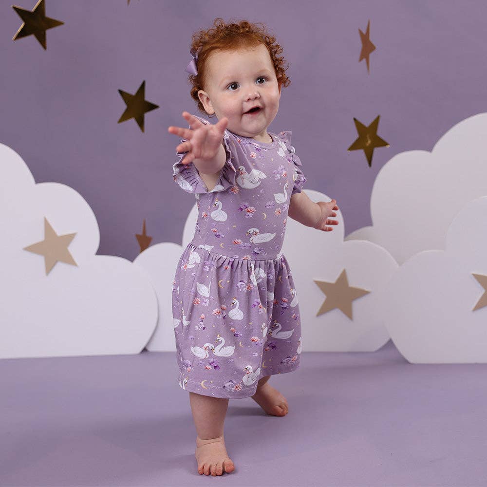 Snuggle Hunny - Swan Lake Short Sleeve Organic Dress