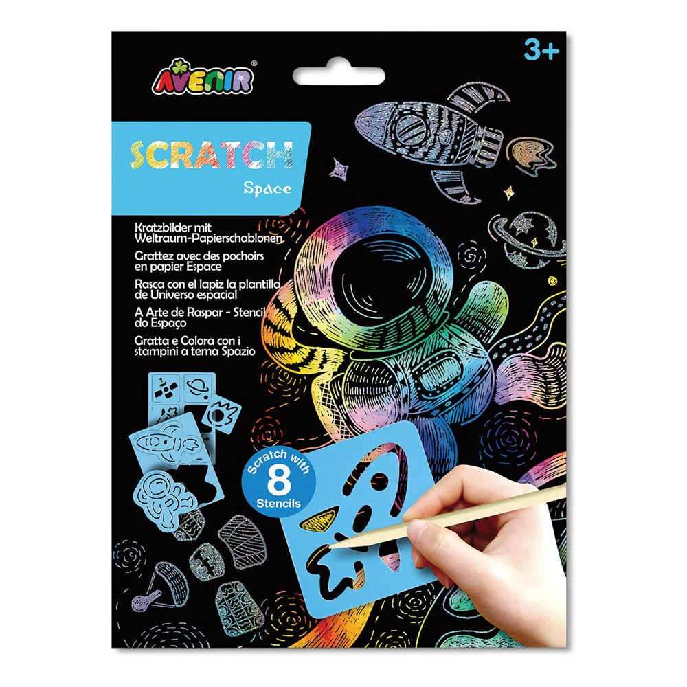 Space Stencil Scratch Art Set