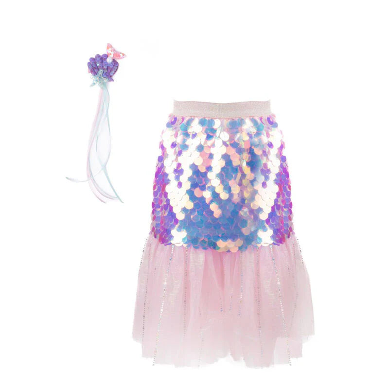 Bling Bling Mermaid Skirt & Hairclip Set Pink Size 4-6