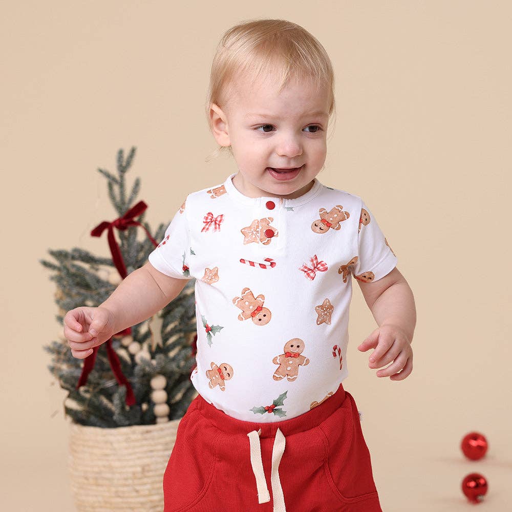 Snuggle Hunny - Gingerbread Short Sleeve Organic Bodysuit