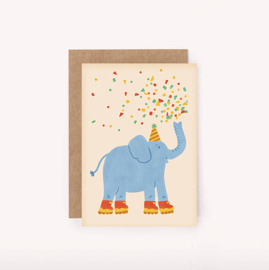 Lauren Sissons Studio - Elephant Mini Card - Illustrated Cute Kids Birthday Fun