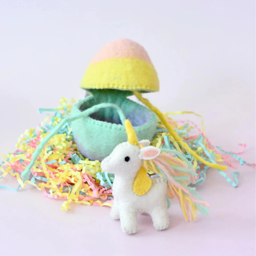 Felt Surprise Egg with Unicorn Puppy inside