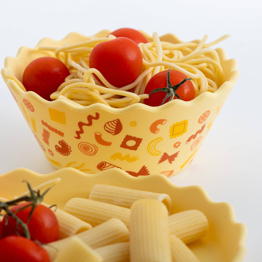 Chino Club - Pasta Wavy Edge Silicone Bowl and Plate Set - Bambam Kids Toys 