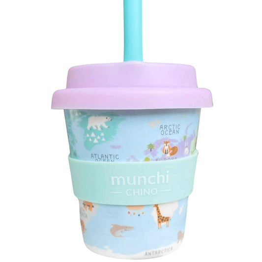 munchi - Little Explorer Babychino Cup (Mauve/Mint) - Straw Included