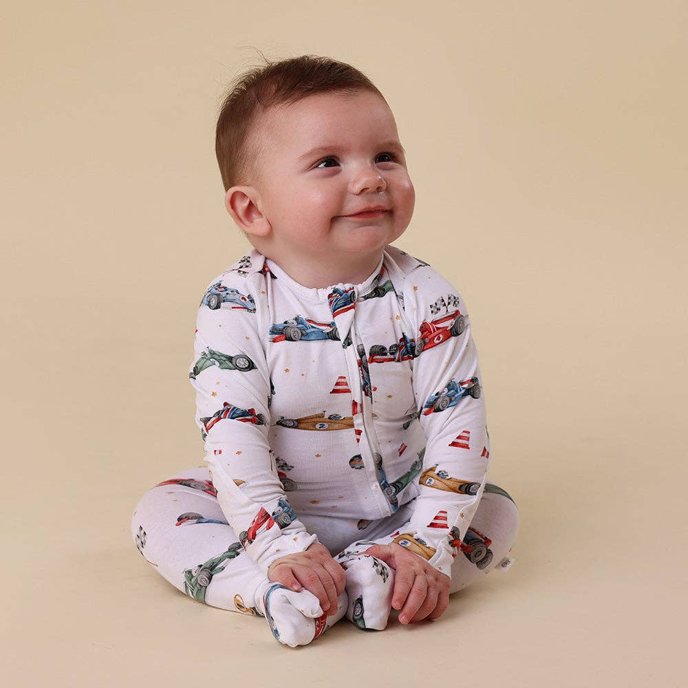 Snuggle Hunny - Little Racers Organic Snugglesuit Convertible Romper