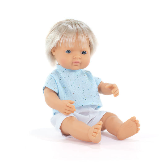 Miniland Doll 38cm - My Friends & Me - Blonde Caucasian Boy Baby Doll