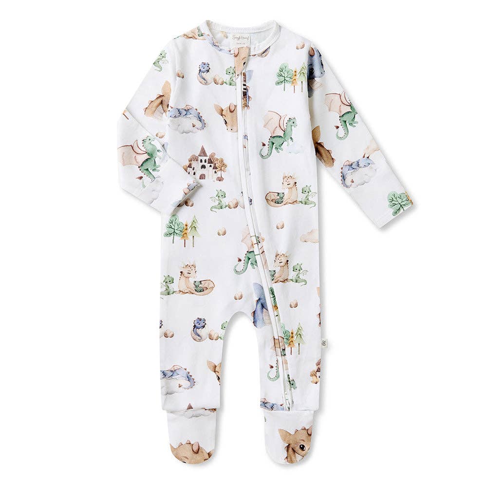 Snuggle Hunny - Dragon Organic Snuggle Sleepsuit Zip Footie