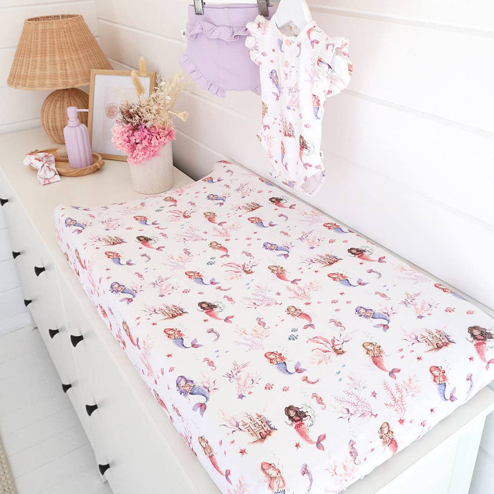 Snuggle Hunny - Mermaid Organic Bassinet Sheet / Change Pad Cover