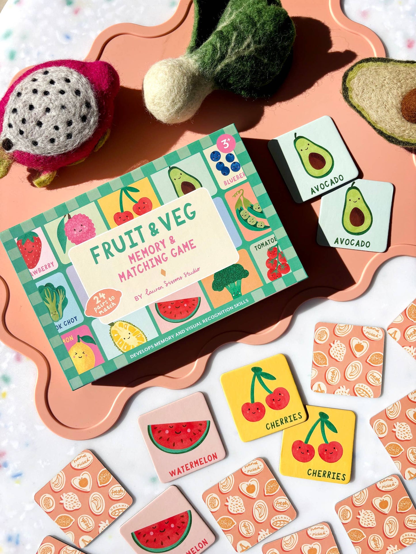 Lauren Sissons Studio - Fruit and Veg Memory & Matching Game - Kids Educational Gift