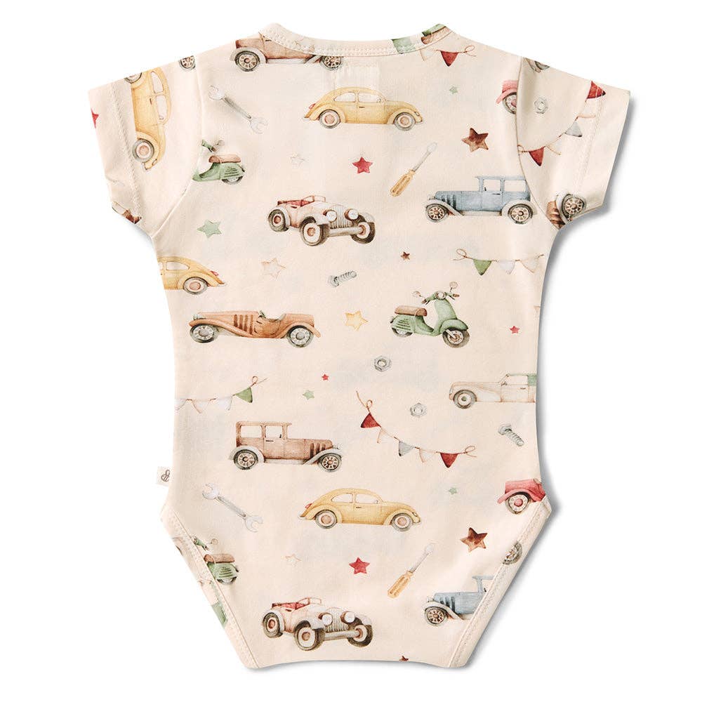 Snuggle Hunny - Vintage Cars Short Sleeve Organic Bodysuit