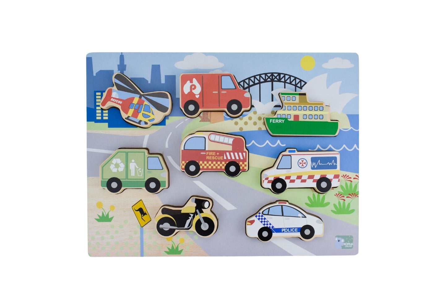 Aussie Transport Vehicle Chunky Wooden Puzzle
