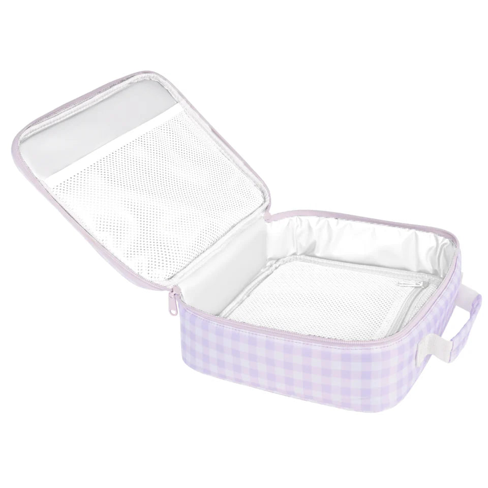 Lilac Gingham Junior Insulated Lunch Bag + Ice Pack - Kinnder