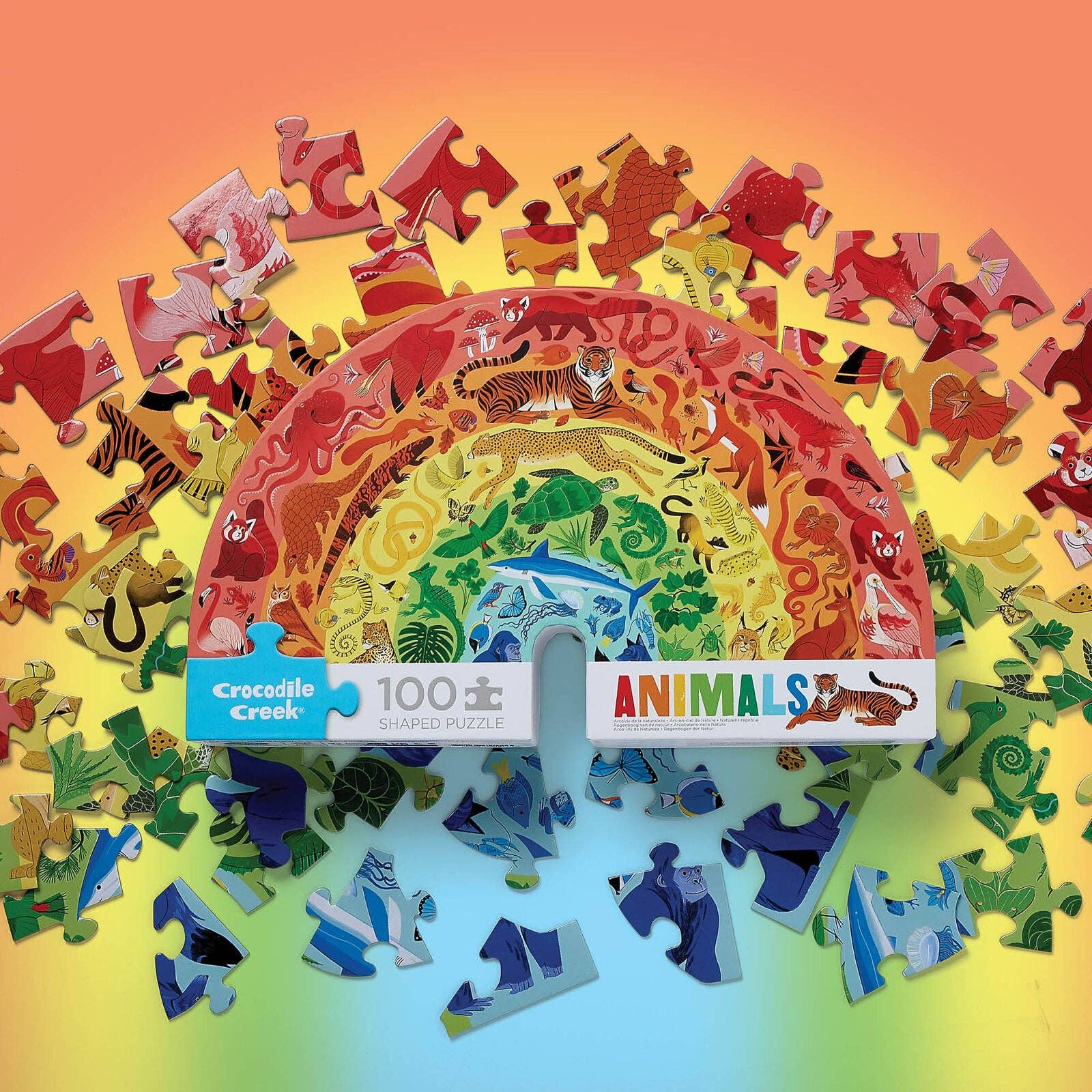 Crocodile Creek - Rainbow Puzzle 100 pc - Animals - Bambam Kids Toys 