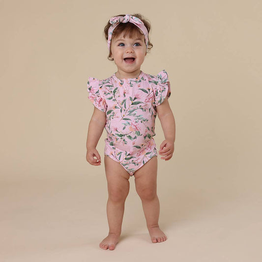 Snuggle Hunny - Pink Wattle Short Sleeve Organic Bodysuit