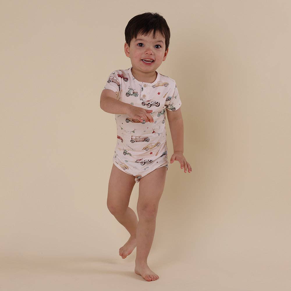 Snuggle Hunny - Vintage Cars Short Sleeve Organic Bodysuit