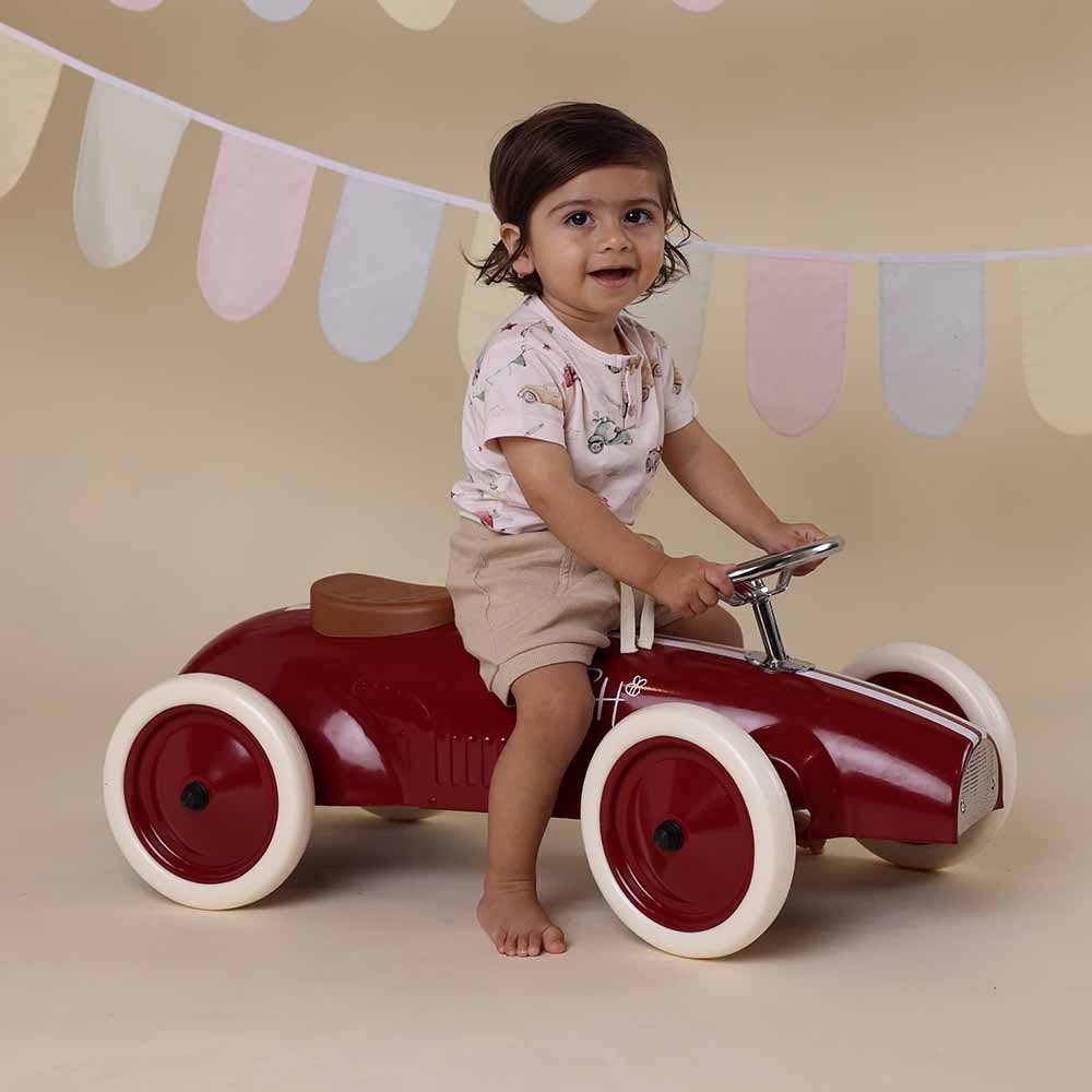 Snuggle Hunny - Vintage Cars Short Sleeve Organic Bodysuit