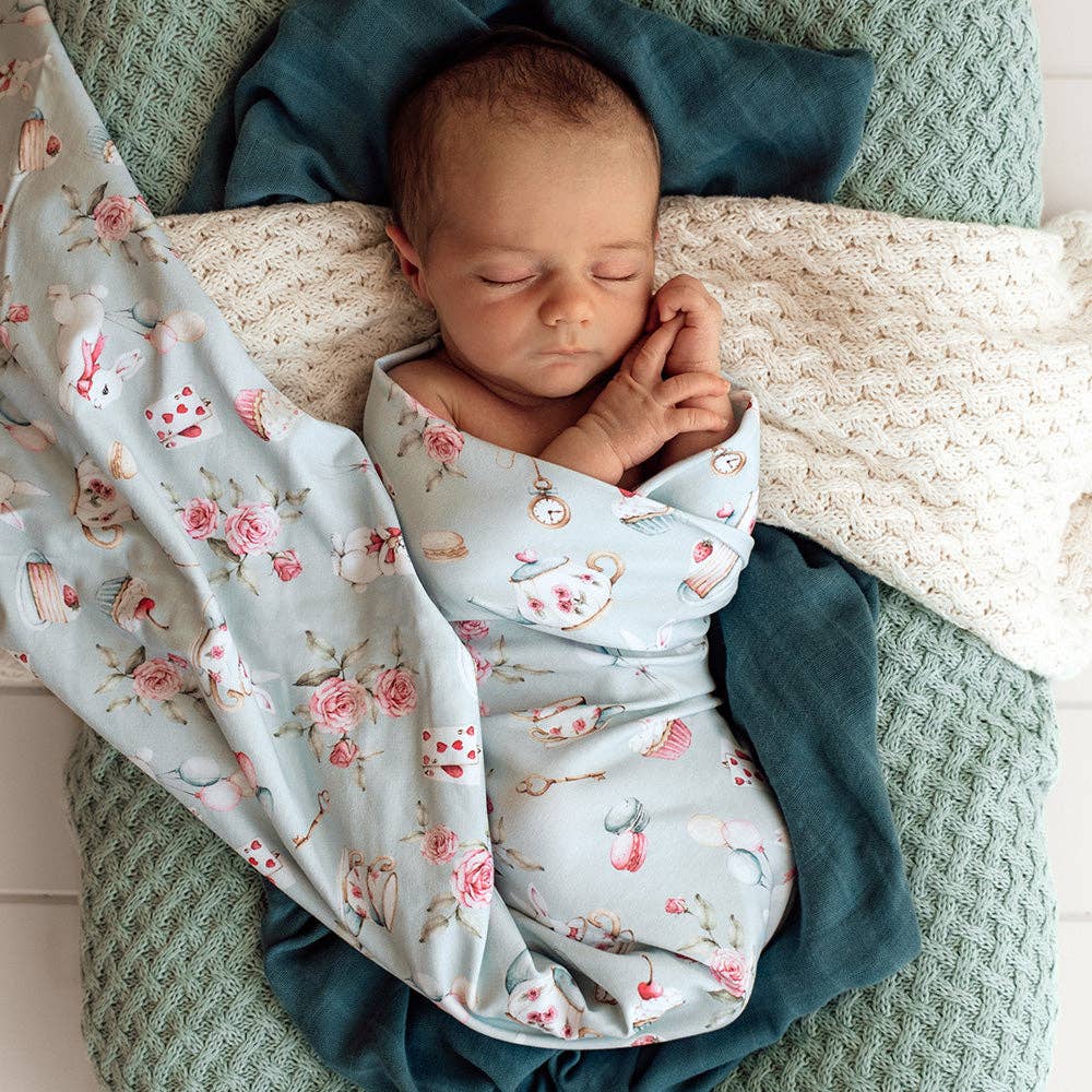 Snuggle Hunny - White Rabbit Organic Jersey Wrap & Beanie Set