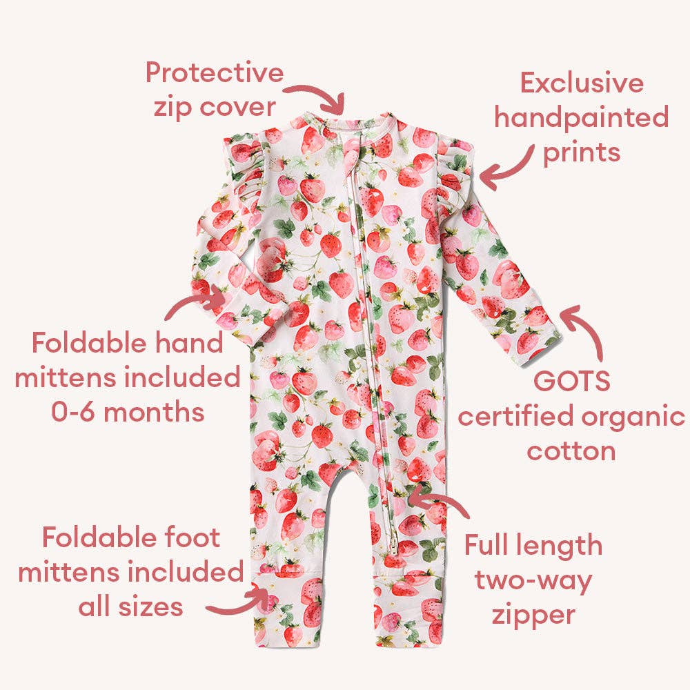 Snuggle Hunny - Strawberry Organic Snugglesuit Convertible Romper