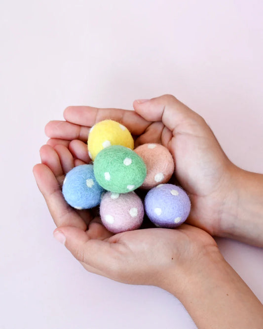 Felt Polka Dot Eggs (ea) - Tara Treasures