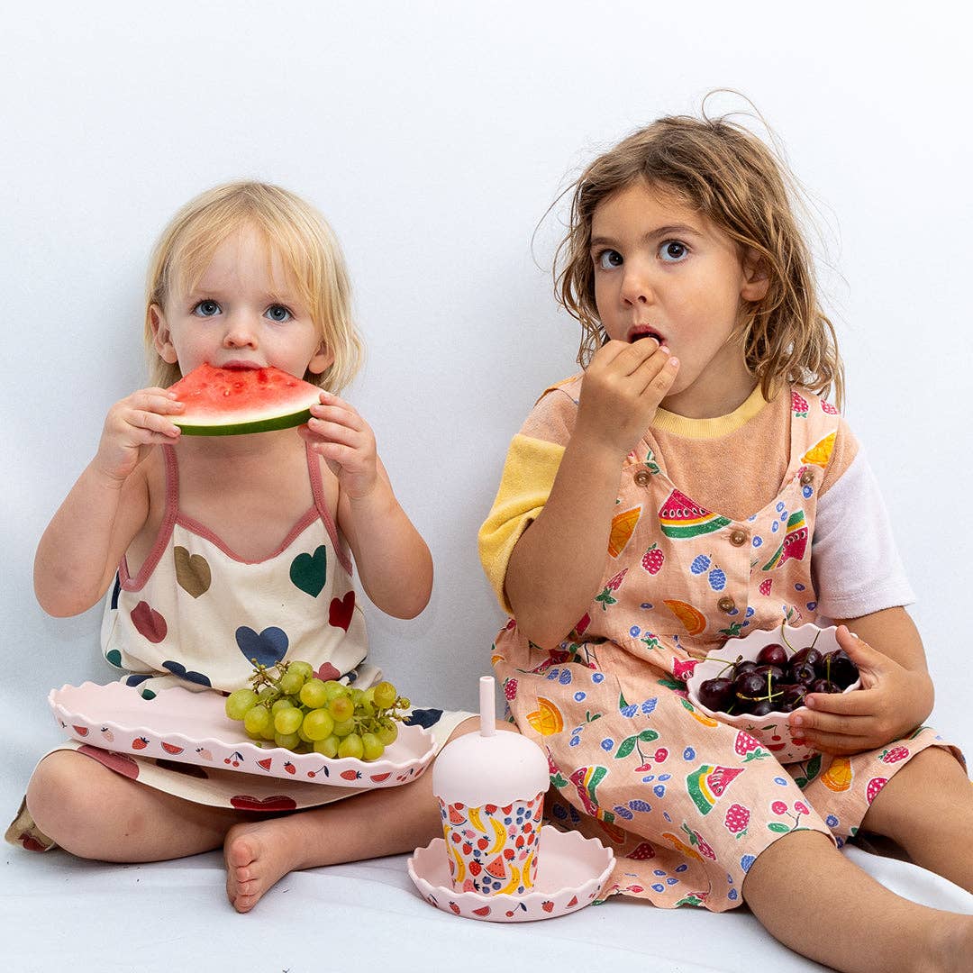 Chino Club - Pink Fruits Silicone Bowl and Plate Set - Bambam Kids Toys 