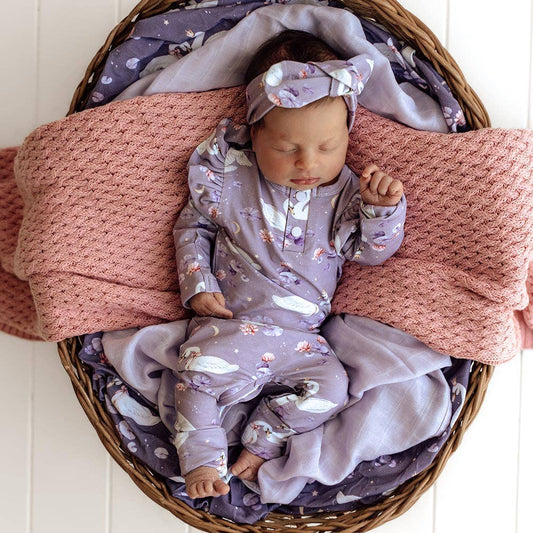 Snuggle Hunny - Swan Lake Organic Growsuit with Frill