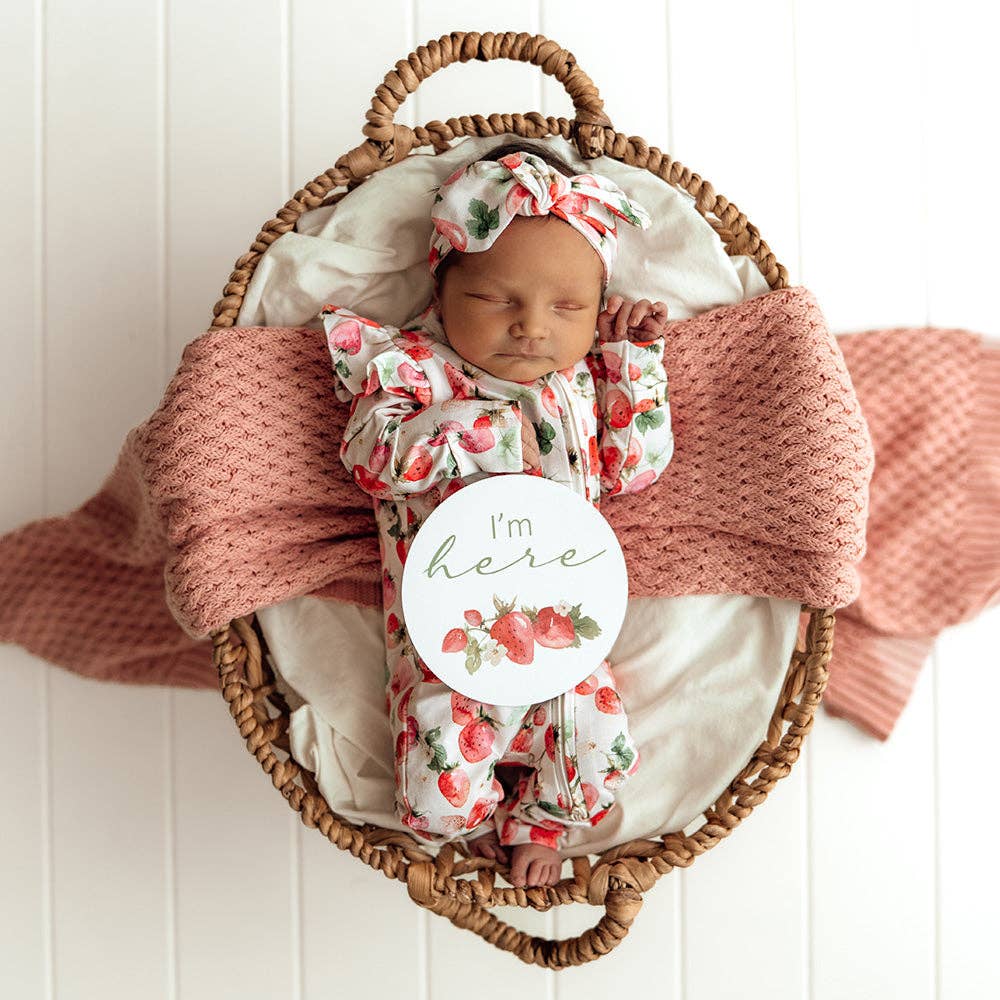 Snuggle Hunny - Strawberry Organic Snugglesuit Convertible Romper
