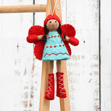 Felt Christmas Fairy - Blue Dress (brown hair)