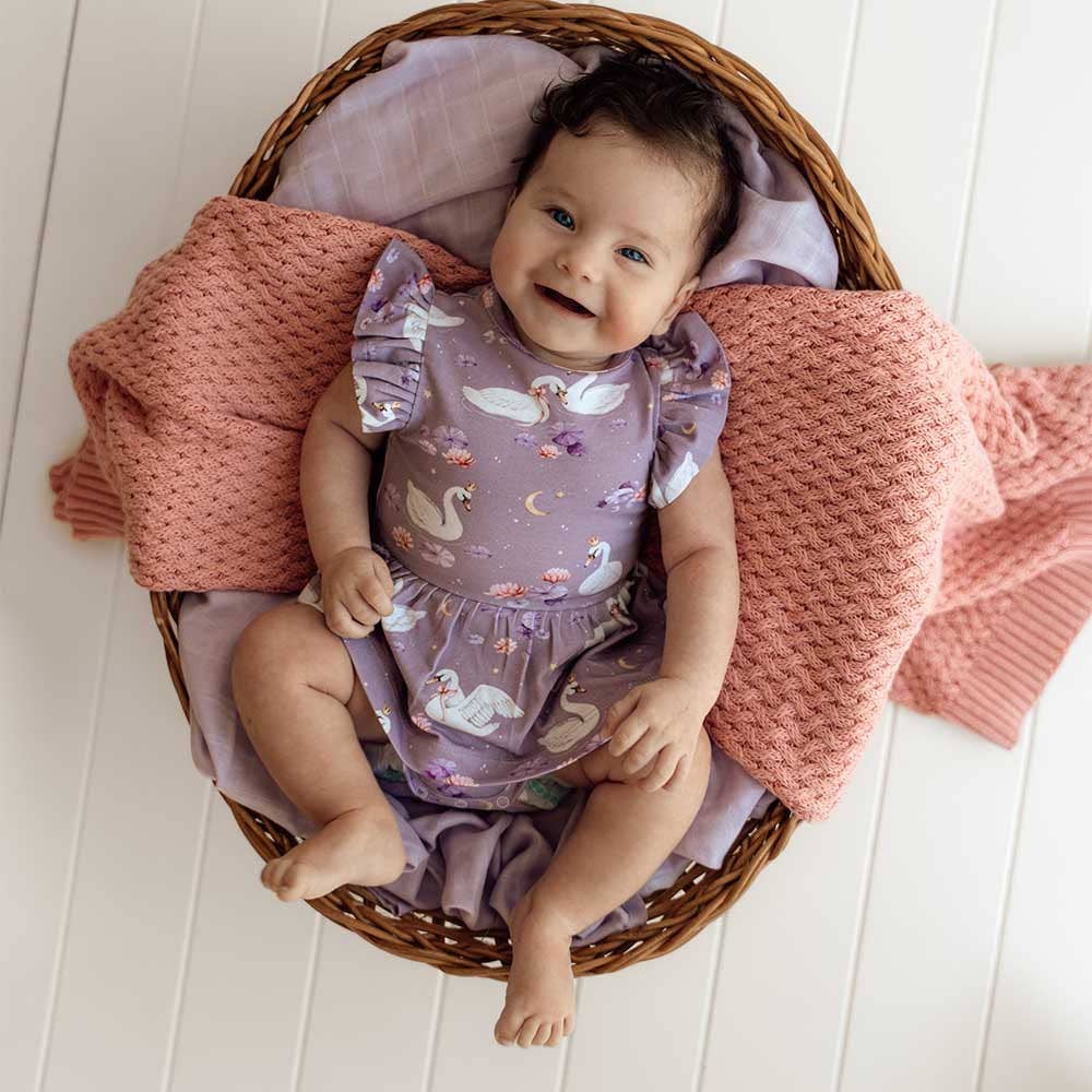 Snuggle Hunny - Swan Lake Short Sleeve Organic Dress