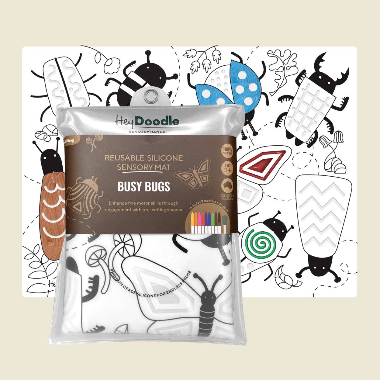 HeyDoodle - Busy Bugs Sensory Colouring & Doodle Mat
