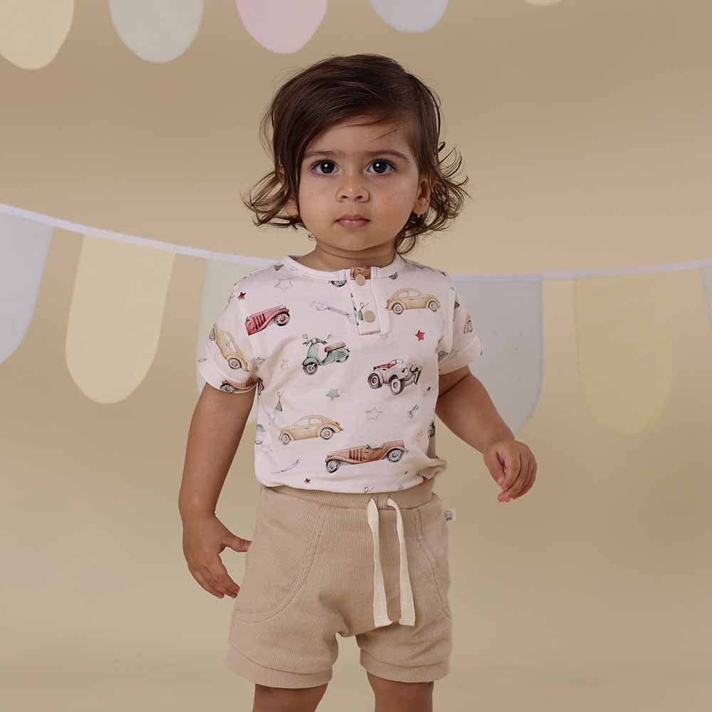 Snuggle Hunny - Vintage Cars Short Sleeve Organic Bodysuit