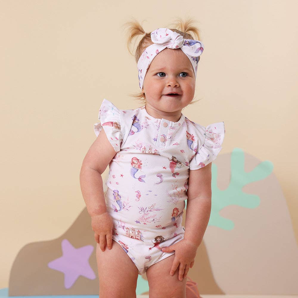 Snuggle Hunny - Mermaid Short Sleeve Organic Bodysuit with Frill