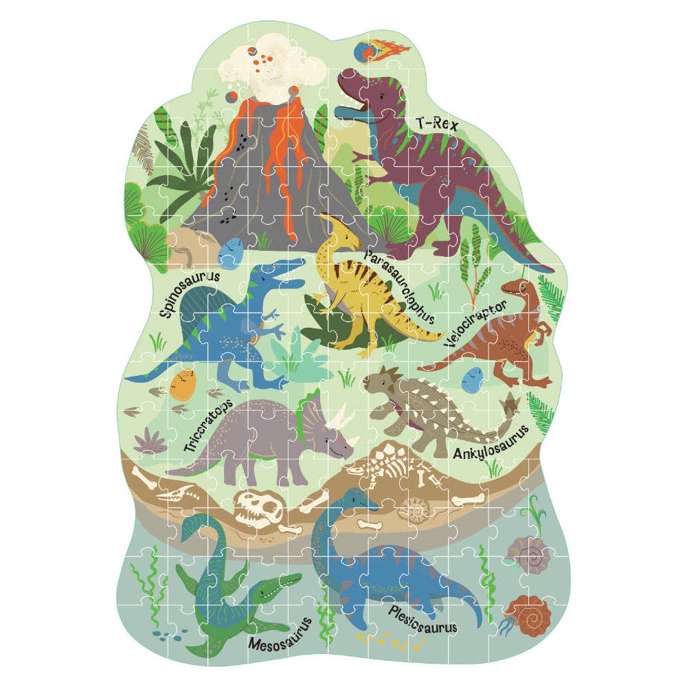 Floss & Rock 120 pc Shaped Jigsaw Puzzle - Dinosaur