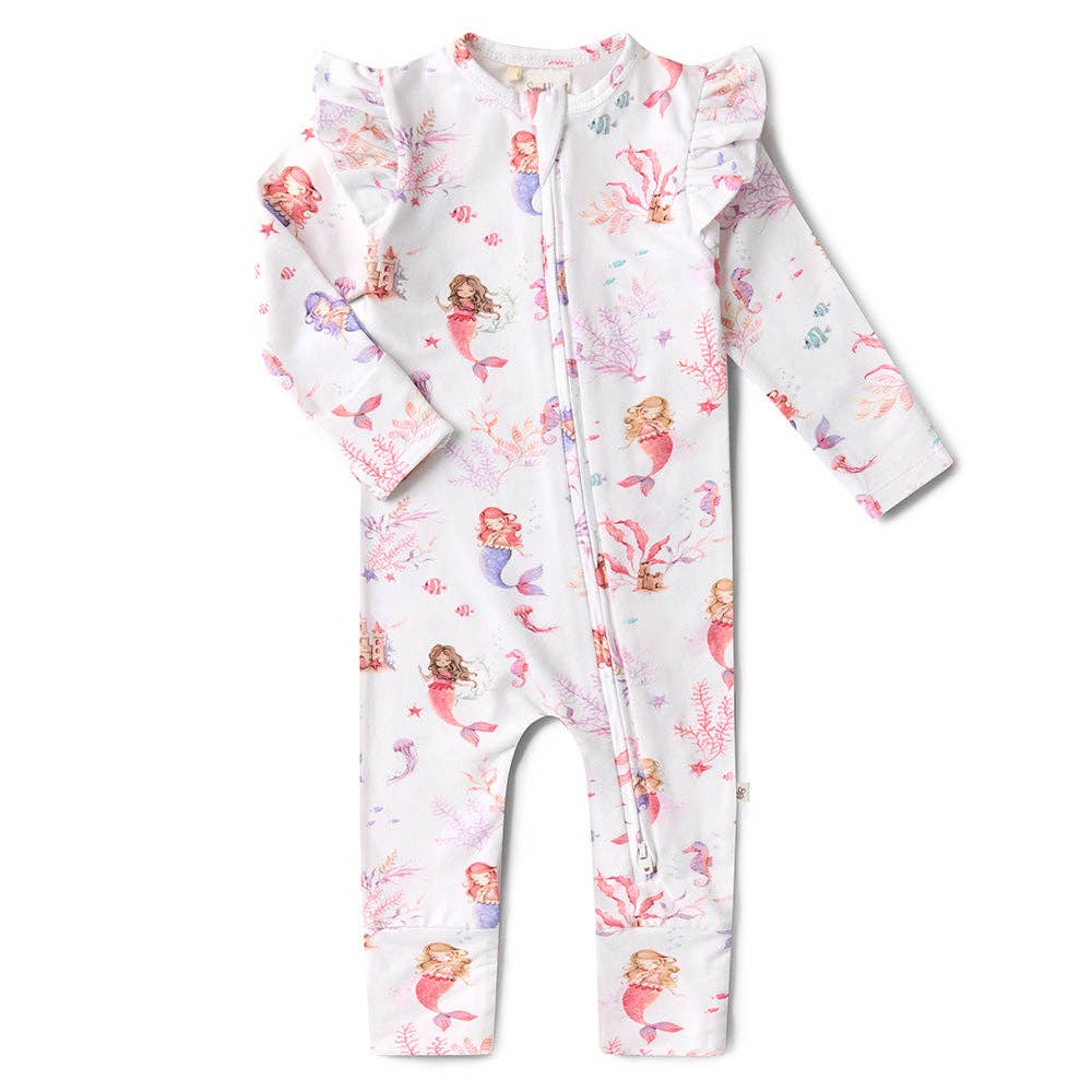 Snuggle Hunny - Mermaid Organic Snugglesuit Convertible Romper with Frill