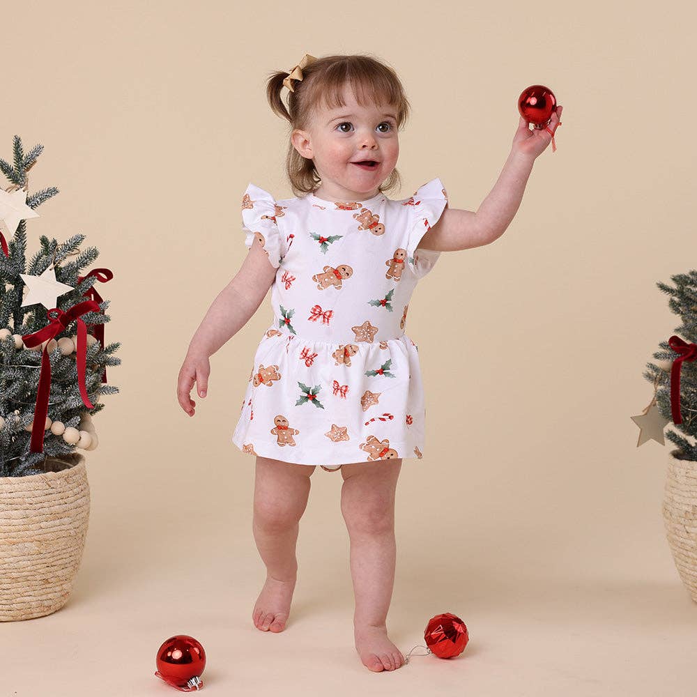 Snuggle Hunny - Gingerbread Short Sleeve Organic Dress